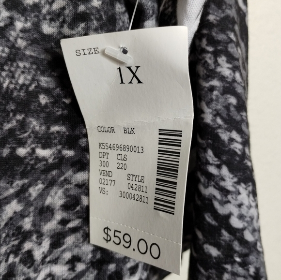 Catherines Black White Mandala Printed Top Plus Size 1X - Picture 7 of 7